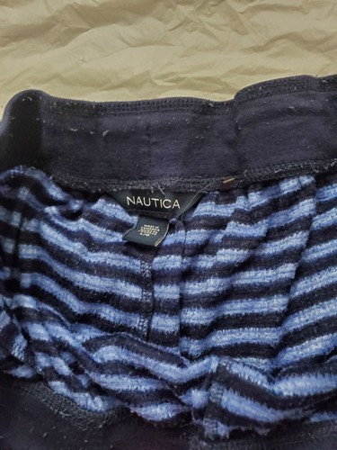 Nautica Unisex Pajama Set Pants And Top Size: M/L Blue/ Dark Blue Stripes  - Picture 6 of 7