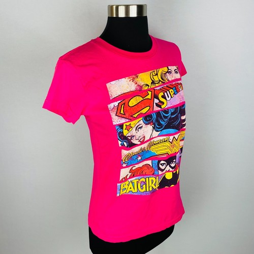 DC Comics Womens Medium M Supergirl Wonder Woman Bat Girl Pink T-Shirt - Picture 3 of 5