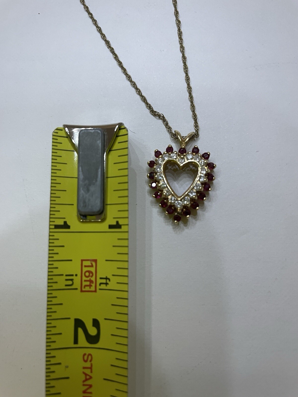 2Ct Round Lab Created Red Ruby Heart Pendant 14K … - image 5