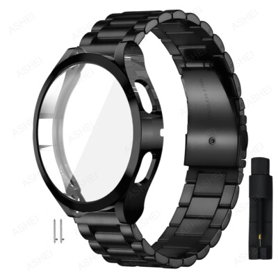 For Samsung Galaxy Watch 6 40/44mm 43/47mm Stainless Steel Band Strap TPU Case 