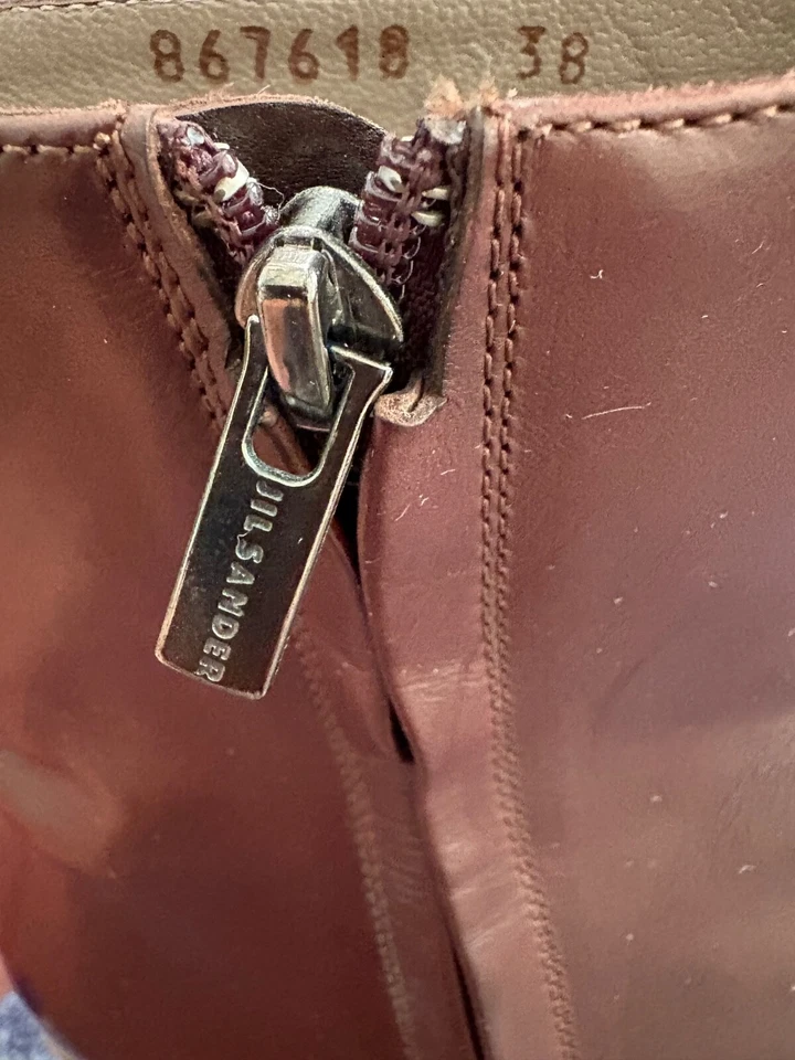 Jil Sander Brown Beige Leather Ankle Boots - 38 New - Image 3 of 4