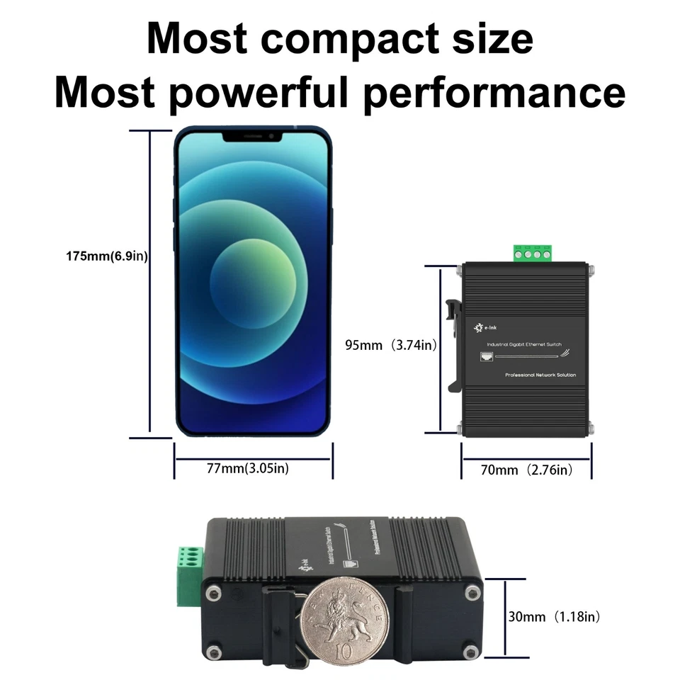 Mini Industrial (Managed) 5 Port Gigabit Ethernet PoE Switch Standard or passive - Image 4 of 4