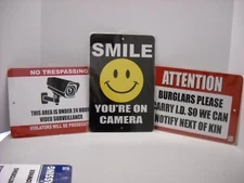 Home Business Security Metal Signs Smile Dog Fence Video Surveillance 3pcs lot4