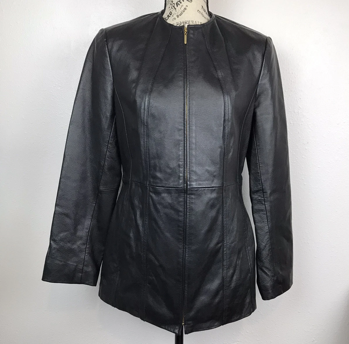 Terry Lewis Classic Luxuries Women s Genuine Leather Zipup Jacket BLK