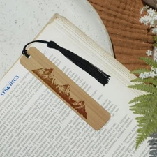 Bookmark - Laser Cut Engraved Wood Book mark - Mountain - Reader Gift