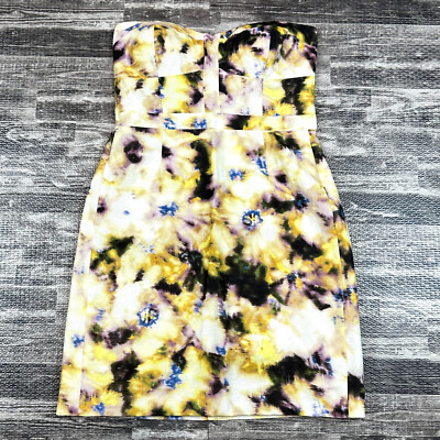 J. Crew Womens sz 6 Cream Yellow Silk Linen Blend Floral Strapless Pencil  Dress | eBay