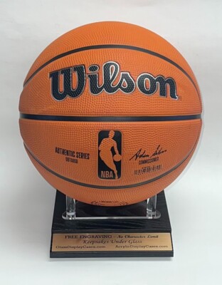 Basketball Custom Personalized Acrylic Display Stand with Black Wood Base