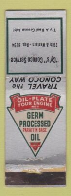 Matchbook Cover - Cy's Conoco oil gas WORN