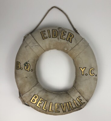 Handpainted/Folk Art Life Preserver - Eider (B.Q. & Y.C.) Belleville, Ontario