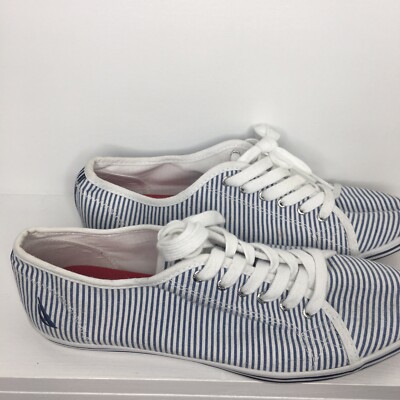 Nautica Ladies Sneakers Blue White Striped Lace Up Tennis Shoes NWTB 