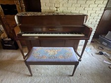 Mason & Hamlin Upright Piano with Bench and Lamp
