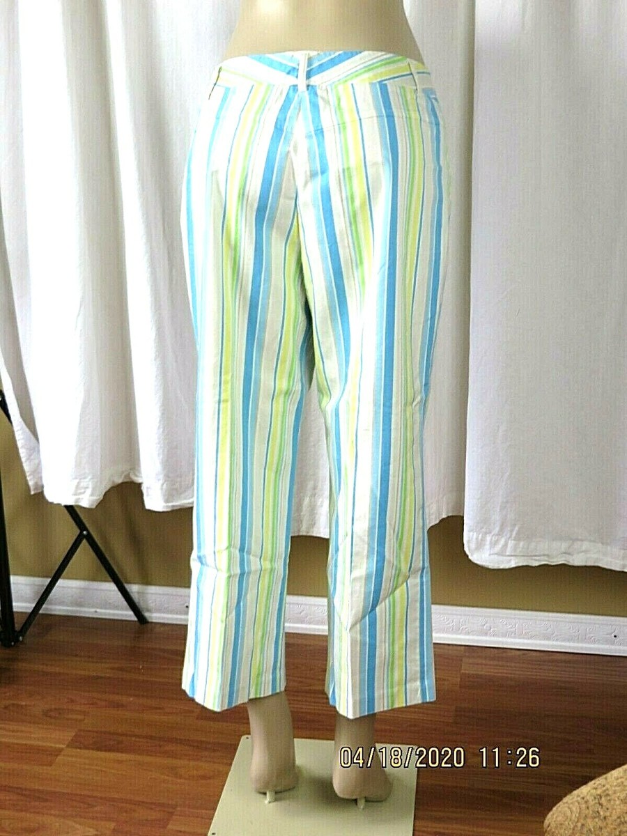 VERSAILLES SZ 10 Cotton/Polyester/Spandex Vertical Stripes Pants Capri  Trousers | eBay