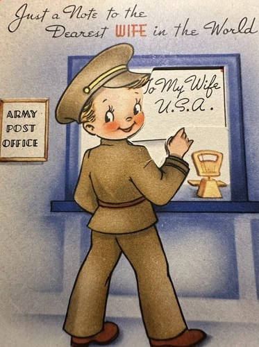 WW2 WWII Military Army Cartoon Love Letter Home to "Dearest Wife" Circa 1942-43