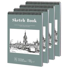 4 Pack Sketch Book 9 x 12 Inch Sketchbook 68lb/100gsm Top Spiral Bound Sketch...