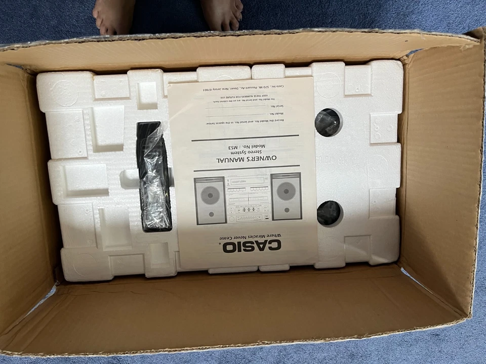 VINTAGE CASIO DUAL DECK STEREO SYSTEM, WITH SPEAKERS AND REMOTE, MS3, NEW - Image 3 of 4