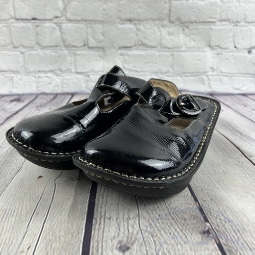 Alegria Black Patent Leather Clogs Size 