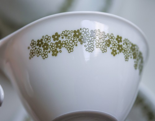Set of 6 Corelle by Corning Ware Crazy Daisy Spring Blossom Green Cups & Saucers - Picture 6 of 12
