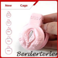 New 3D Printed Lightweight Pink Sissy Cage Small Male Chastity Devices Lock Ring