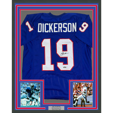 Framed Facsimile Autographed Eric Dickerson 35x39 SMU Blue Reprint Jersey