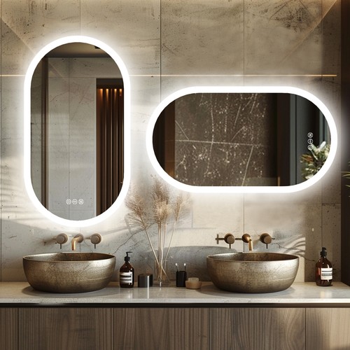 Badezimmerspiegel Oval mit Beleuchtung Touch Antibeschlag Dimmbar 80 100 120 cm - Bild 7 von 17