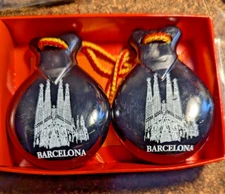 Black Spanish Castanets with Barcelona pictured on the top