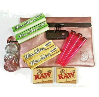 Rosa Damen Rollpapier Set Geruchsdichte Tasche mit Schloss Amsterdam roh vorgerollt
