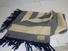 Vintage Scarf Baar  Beards Hand Knotted Fringe Stole Semi Sheer Wool Silk Japan