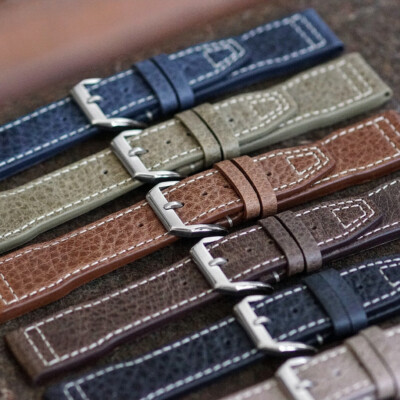 B & R Bands Buffalino Leather Pilot Style Watch Band Straps 20mm 21mm 22mm