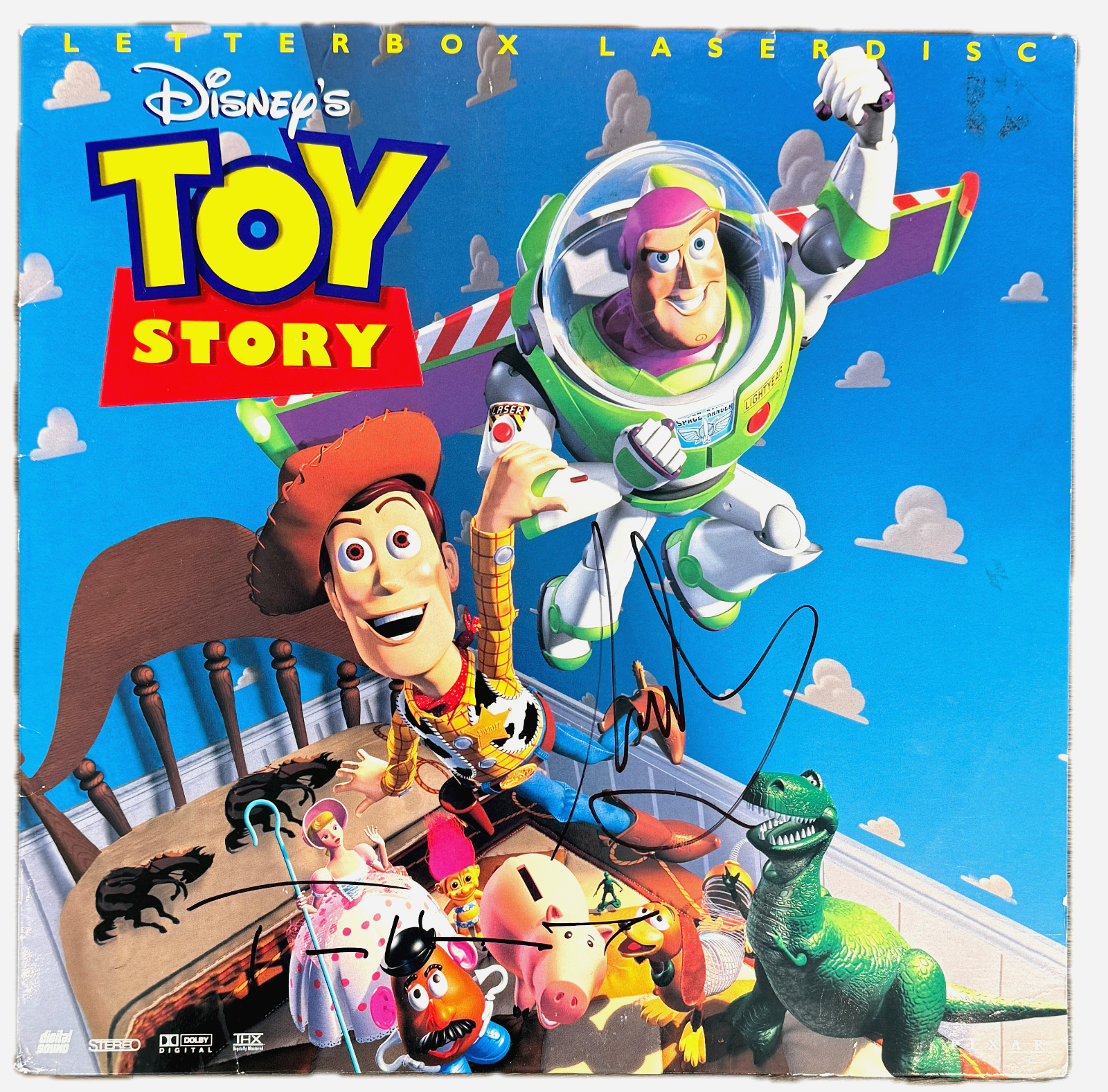 Tom Hanks Autographed Signed Tim Allen & TOY STORY Movie Laserdisc Cover Beckett COA 