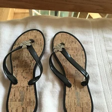 Capelli New York  Sandals with Rhinestone Flowers Thong  Women size 8