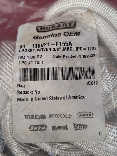 Hobart Gasket, Woven, 3/8, MRO, 12 Ft 01-100V21-0155A - Geniune OEM NOS - Picture 2 of 8