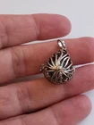 Beautiful Sterling Silver Cage Pendant With Turquoise Pendant Inside R26JY