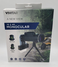 Vivitar 10x40 Monocular Telescope Cell Phone Camera 40x Lense W/ Tripod NOB