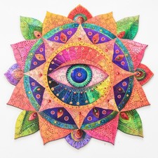 Mandala Third Eye Wooden Jigsaw Puzzle 500 Pieces  Colorful Mystic Art