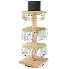 Bracelet Holder Display, 3 Tier Wooden Rotating Display Stand for vendors, 60