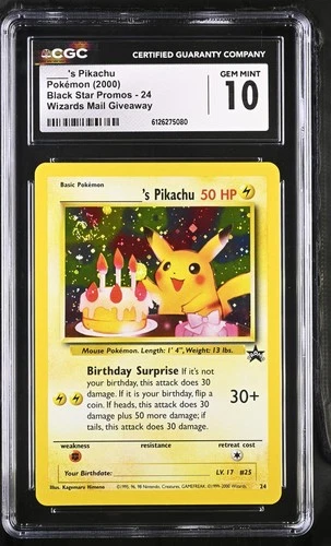 CGC 10 GEM MINT ____'s Pikachu 2000 Black Star Promos 24 Holo SWIRL Pokemon Card