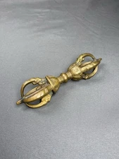 Vintage Brass Tibetan Buddhist Vajra Dorje 5” Thunderbolt 8 Spoke