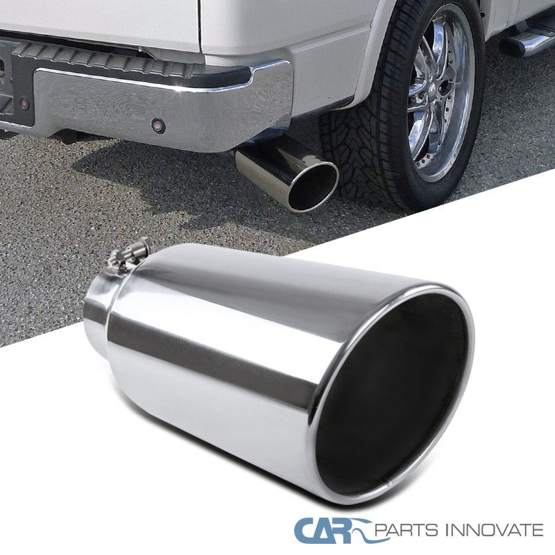 LCGP 4" Inlet 7" Outlet 15" Long Stainless Steel Rolled Edge Exhaust Tip - Black