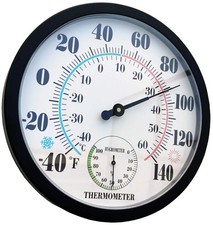 Indoor Outdoor Thermometer Large Wall Thermometer-Hygrometer 10 Inch, Black1