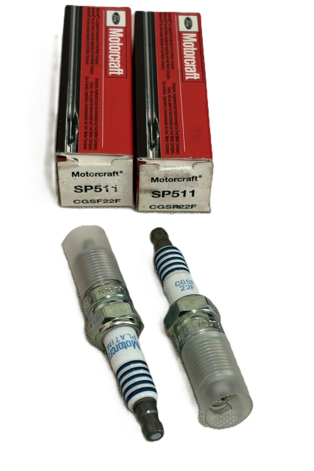 New Motorcraft OEM SP-511 CGSF22F Spark Plugs Set of 2