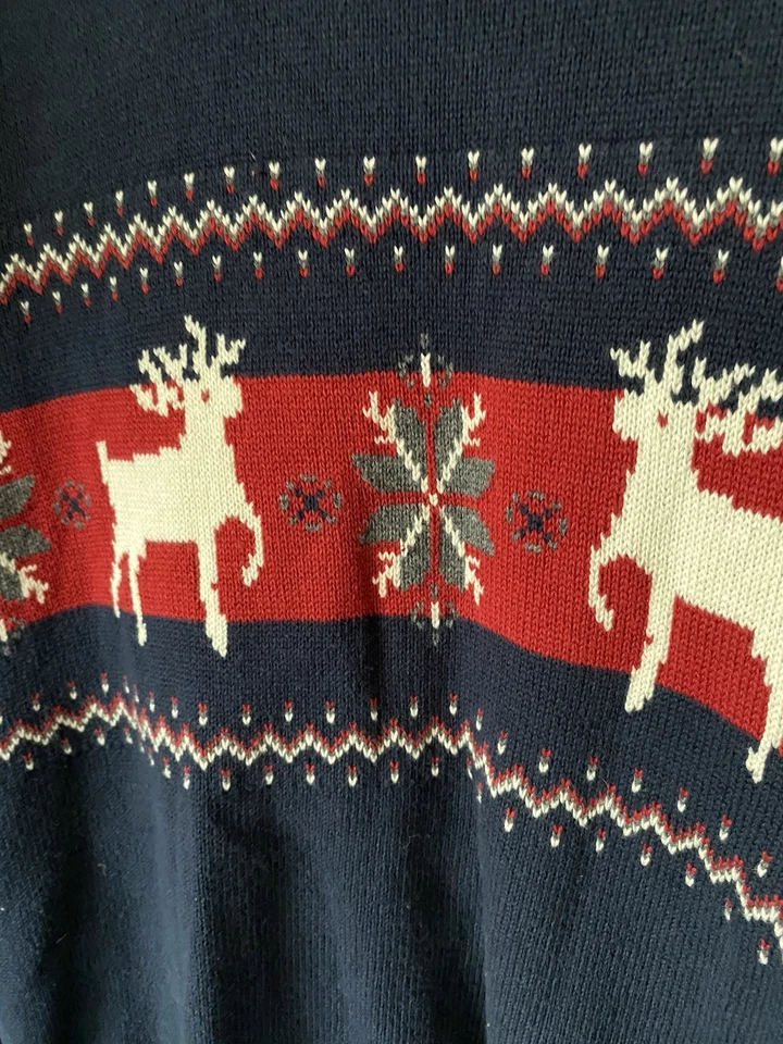 Suéter Pullover Dockers Vintage Años 90 Talla XXL Tejido Fair Isle Moose Nórdico Azul Marino Foto 3 de 4