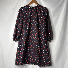Ann Taylor Women’s Petite Small Navy Blue Red White Cherry Print Shift Dress