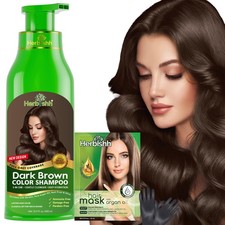 Herbishh Hair Color Shampoo - Magic Dye 17.64 Ounce Pack of 1 , Dark Brown