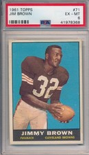 1961 TOPPS #71 JIM BROWN - PSA 6 EX-MT (SVSC) CENTERED!