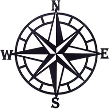 Black Metal Nautical Compass Wall Hanging Home Decor Iron Art Silhouette
