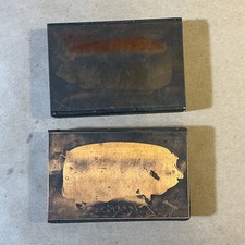 Pair Of Antique Early 1900s Printing Blocks Of Pigs INV-JDJ23