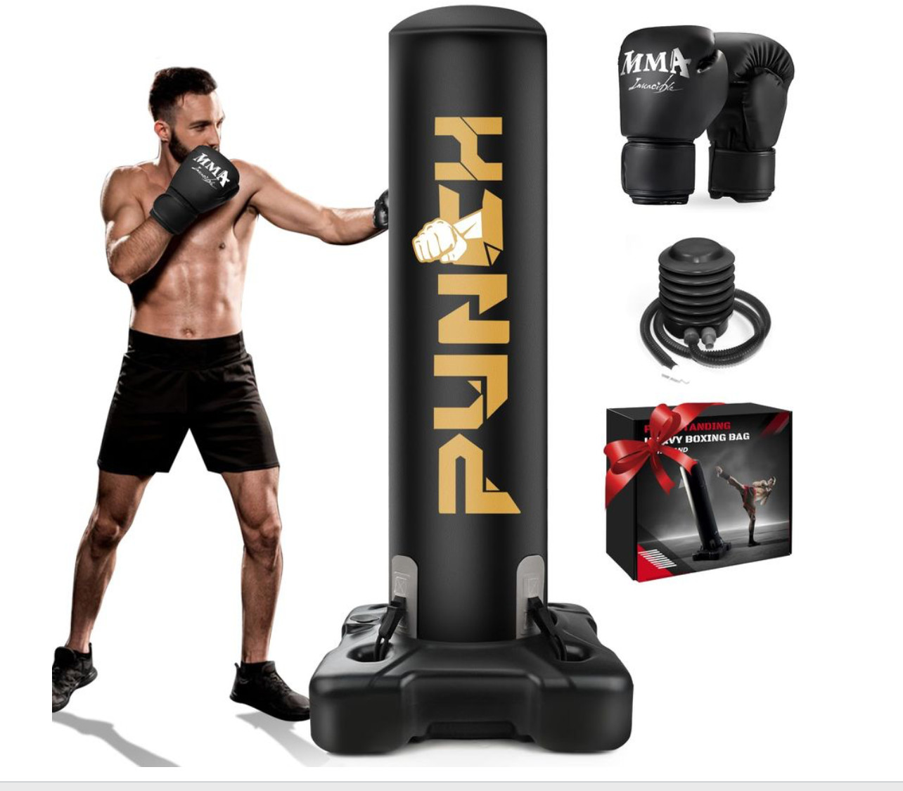 Heavy Boxing Bag with Stand for Adult Teens Freestanding Inflatable