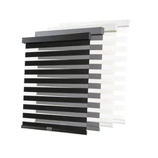  Cordless Zebra Blinds for Windows Pull Down Roller Window 20"W x 72"H Black