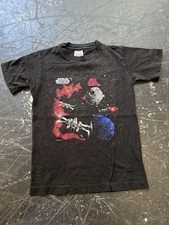 Vintage 90s Star Wars Shirt X-Wing Fighters Death Star Black Disney Youth Small