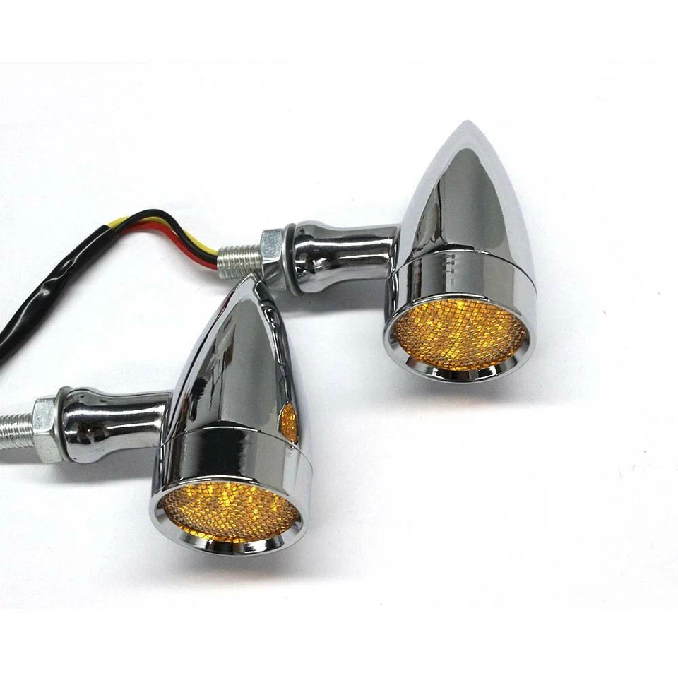 Chrome Motorcycle LED Turn Signals Blinker Indicator Light For Harley Davidson C Foto 4 de 4
